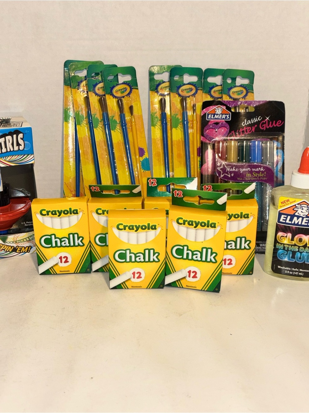 Crayola Chalk 6-Pack Boxes, Glue Assorted Craft Accessories Bundle